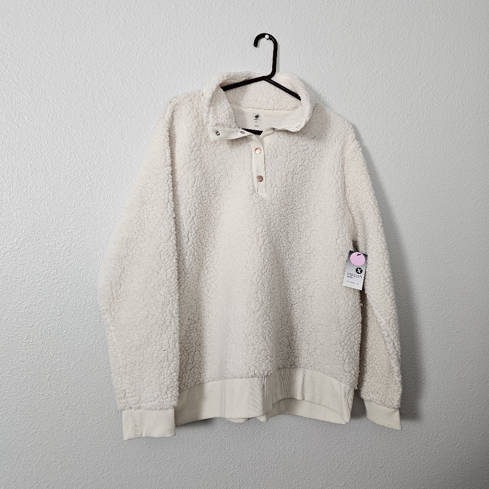 Xersion Cream Sherpa Pullover Sz XXL